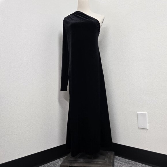 BANANA REPUBLIC Blaire Velvet One-Shoulder Midi Cocktail Dress #817295 - BERRY - Picture 6 of 7